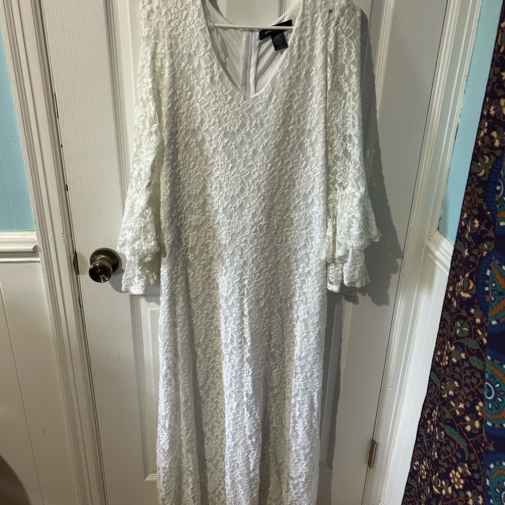 Cottagecore White Lace Long Sleeve Dress